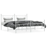 Metal Bed Frame without Mattress with Footboard White 183x213cm 374411