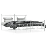 Metal Bed Frame without Mattress with Footboard White 183x213cm 374411