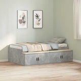 Storage Bed Frame Concrete grey 100 x 200 cm Engineered wood 3335184