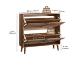 80cm Walnut Shoe Storage Cabinet,Medieval Modern Independent Shoe Cabinet, Fence Shoe Cabinet with 2 W6296P537669