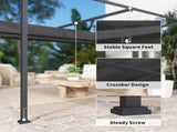 4 x 3m Metal Pergola, with Retractable Canopy Roof - Black T3398P315395