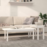 ZNTS 2 Piece Coffee Table Set White Solid Wood Pine 822363