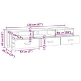 TV Cabinet "HAMAR" Light Grey 158x40x40 cm Solid Wood Pine 340475