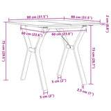 Dining Table Y-Frame 80x80x75 cm Solid Wood Pine and Steel 3282717