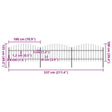 Garden Fence with Spear Top Steel 537x125 cm Black 277723