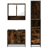 3 Piece Bathroom Furniture Set Smoked Oak Engineered Wood 3301167
