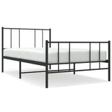 Metal Bed Frame without Mattress with Footboard Black 75x190cm 352488