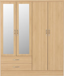 ZNTS Nevada 4 Door 2 Drawer Mirrored Wardrobe 100-101-102