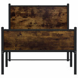 Metal Bed Frame without Mattress Smoked Oak 75x190 cm Small Single 4007840