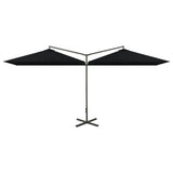 Double Garden Parasol with Steel Pole Black 600x300 cm 312560
