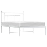 Metal Bed Frame without Mattress with Headboard White 107x203cm 353582