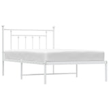Metal Bed Frame without Mattress with Headboard White 107x203cm 353582