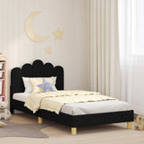 Children's Bed Frame with Headboard Black 90 x 190 cm Fabric 42011056