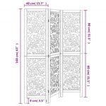 Room Divider 3 Panels White Solid Wood Paulownia 358733