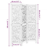 Room Divider 3 Panels White Solid Wood Paulownia 358733