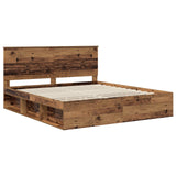 Bed Frame with Headboard Old Wood 200 x 200 cm Solid Pine Wood 3409316