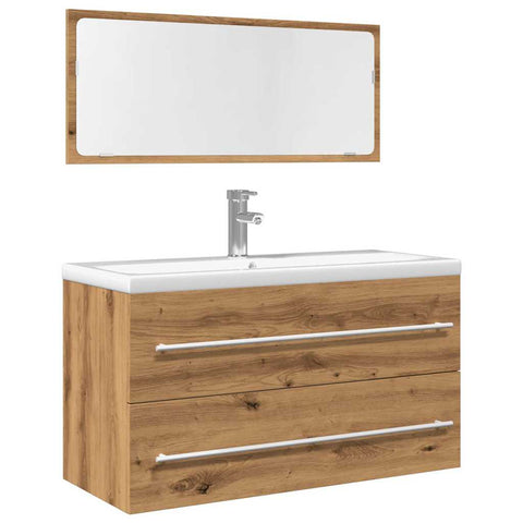 ZNTS 2 Piece Bathroom Furniture Set Artisan Oak Engineered Wood 856389