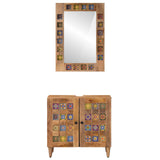 Bathroom Furniture Set with Door 2 pcs Natural Solid Mango Wood 3310096