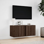 ZNTS TV Wall Cabinet with LED Lights Brown Oak 80x31x35 cm 852263