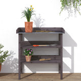 Plant Table with Shelves Grey 78x38x82.5 cm Solid Wood Fir 156354