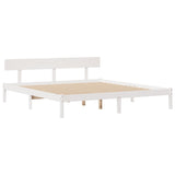ZNTS Bookcase Bed without Mattress White 180x200 cm Super King Solid Wood Pine 3321841