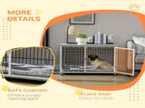 Indoor Dog Crate Furniture, Side End Table, with Soft Washable Cushion, Lockable Doors, for Small T3398P376390
