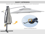 3 Cantilever Banana Parasol Hanging Umbrella with Double Roof, LED Solar lights, Crank, 8 Sturdy T3398P315451