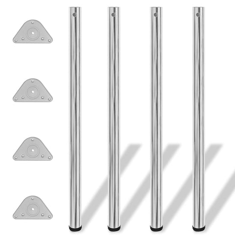 4 Height Adjustable Table Legs Chrome 1100 mm 242144