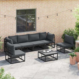 Garden Sofa Set with Cushion 7 pcs Black Aluminium 3378849