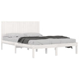 Bed Frame without Mattress White 200x200 cm Solid Wood Pine 3104434