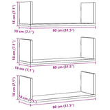 Wall Shelves 3 pcs Artisian Oak 80x18x18 cm Engineered Wood 853298