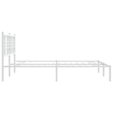 Metal Bed Frame without Mattress with Headboard White 150x200cm 376375
