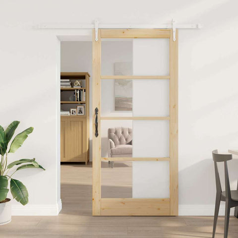 Sliding Door Manual Brown 93 x 202 cm Wood and metal 3332371