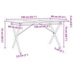 ZNTS Dining Table X-Frame 140x80x75 cm Solid Wood Pine and Steel 3282698