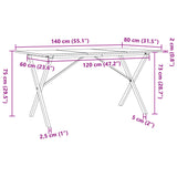 ZNTS Dining Table X-Frame 140x80x75 cm Solid Wood Pine and Steel 3282698