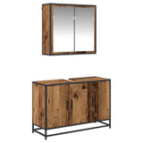 Bathroom Furniture Set with Door 2 pcs Old Wood Engineered Wood 3402357