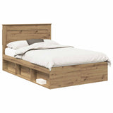 Bed Frame with Drawer Artisian Oak 135 x 190 cm Solid Pine Wood 3410103