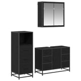 Bathroom Furniture Set 3 pcs Black Oak Engineered Wood 3402538