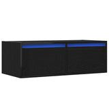 TV Cabinet with LED Lights Black Oak 75x35.5x25 cm 860230