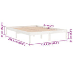 810013 Bed Frame without Mattress White Solid Wood 120x200 cm