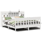ZNTS Bed Frame without Mattress White 200x200 cm Solid Wood Pine 3323249