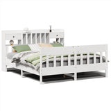 ZNTS Bed Frame without Mattress White 200x200 cm Solid Wood Pine 3323249