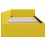 Corner Bed Frame with Headboard Yellow 90 cm x 200 cm Velvet 42016087