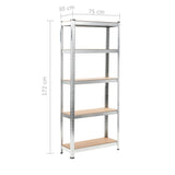 Storage Shelves 3 pcs Silver 75x30x172 cm Steel and MDF 144272
