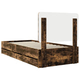 Bed Frame with Drawer Smoked Oak 90 x 200 cm Engineer Wood 3412634