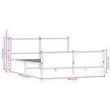 Metal Bed Frame without Mattress Sonoma Oak 193x203 cm 3301366