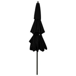 ZNTS 3-Tier Garden Parasol with Aluminium Pole Black 3 m 313874