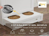 Dog Feeding Station with 2 Storage Cabinets, 2 Elevated Bowls, Side Hooks, Anti-tip Kit for Water T3398P425276