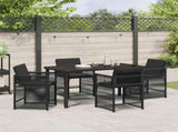Garden Dining Set 5 pcs Black Poly Rattan 3380774
