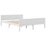 Bed Frame White Solid Pinewood Double Durable Bed Frame 322106